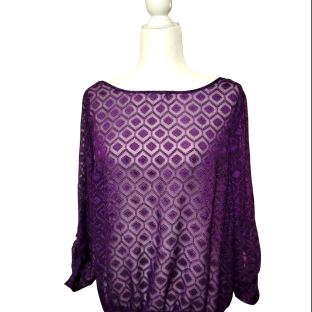 Pretty Purple Lace Top - AB Studio - Size L - NWT
